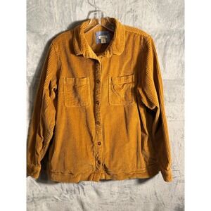LL Bean Womens brown‎ Corduroy Button Front Shirt Jacket Size Medium 100% cotton
